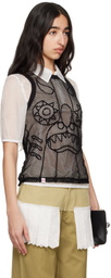 Charles Jeffrey LOVERBOY Black Graphic Net Tank Top