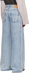 We11done Blue Oversized Low-Rise Jeans