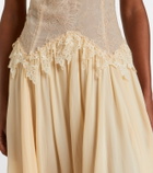 Blumarine Lace-trimmed georgette maxi dress
