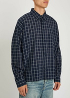 Won Hundred Maza Checked Cotton-blend Shirt Navy