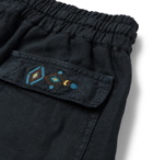 Altea - Navy Tapered Embroidered Linen Trousers - Blue