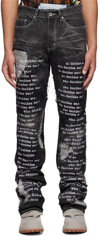 Photo: Who Decides War by MRDR BRVDO Black Embroidered Jeans