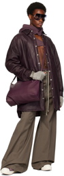 Rick Owens Purple Jumbo Fogpocket Leather Jacket