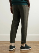 Mr P. - Tapered Pleated Linen Trousers - Green