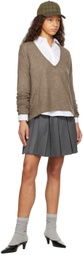Fax Copy Express Brown Plunging V-Neck Sweater