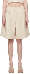 Cordera Off-White Pleated Shorts