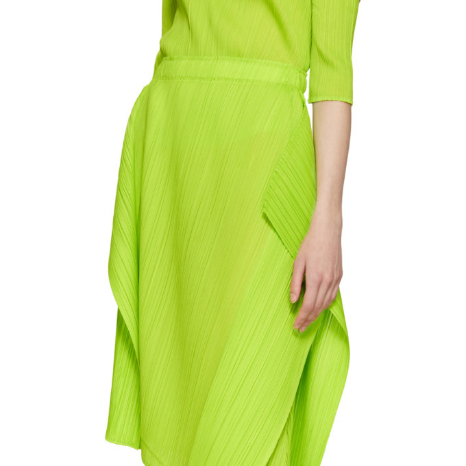 Pleats Please Issey Miyake Pleated Draped Top in Green