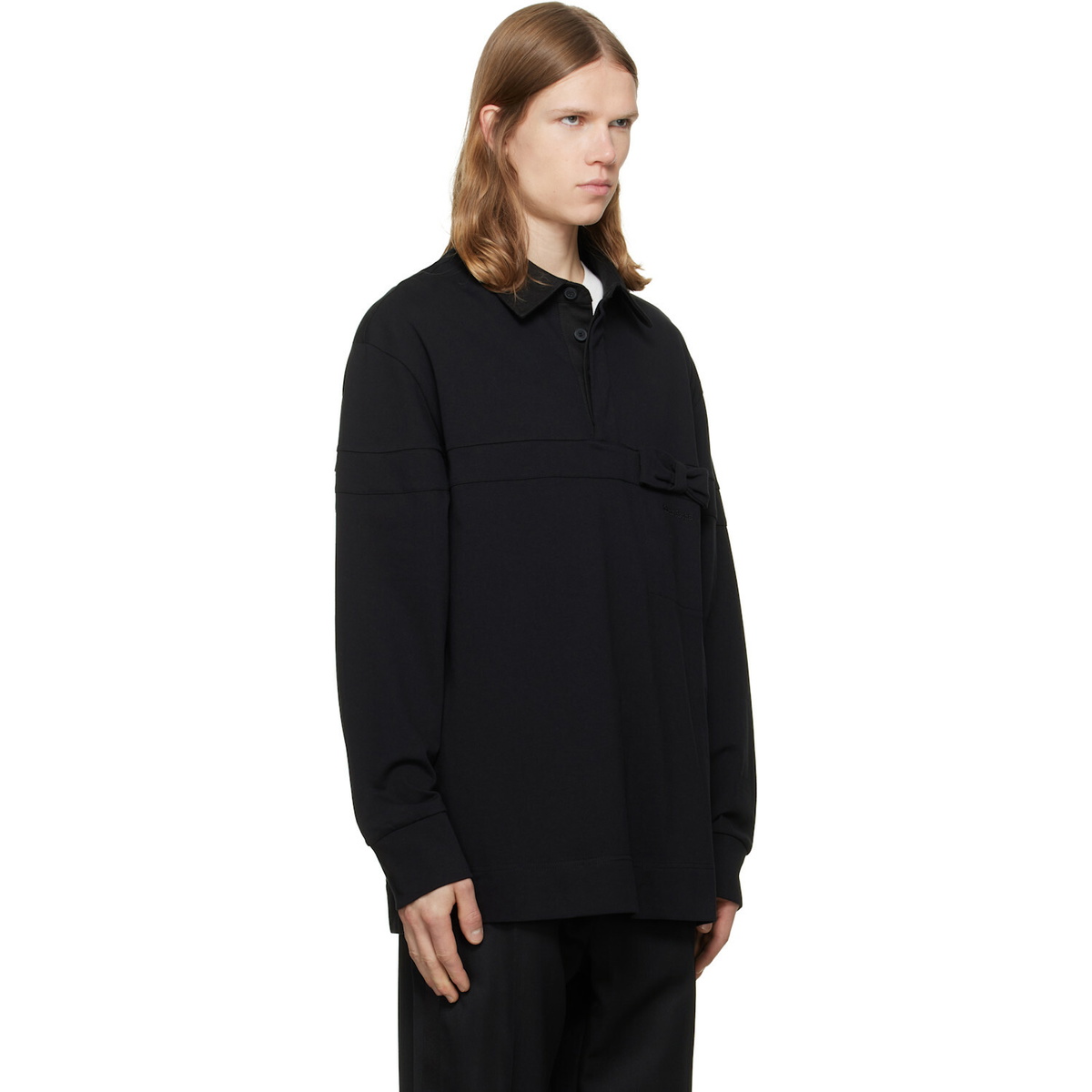 Simone Rocha Black Bow Stripe Rugby Polo