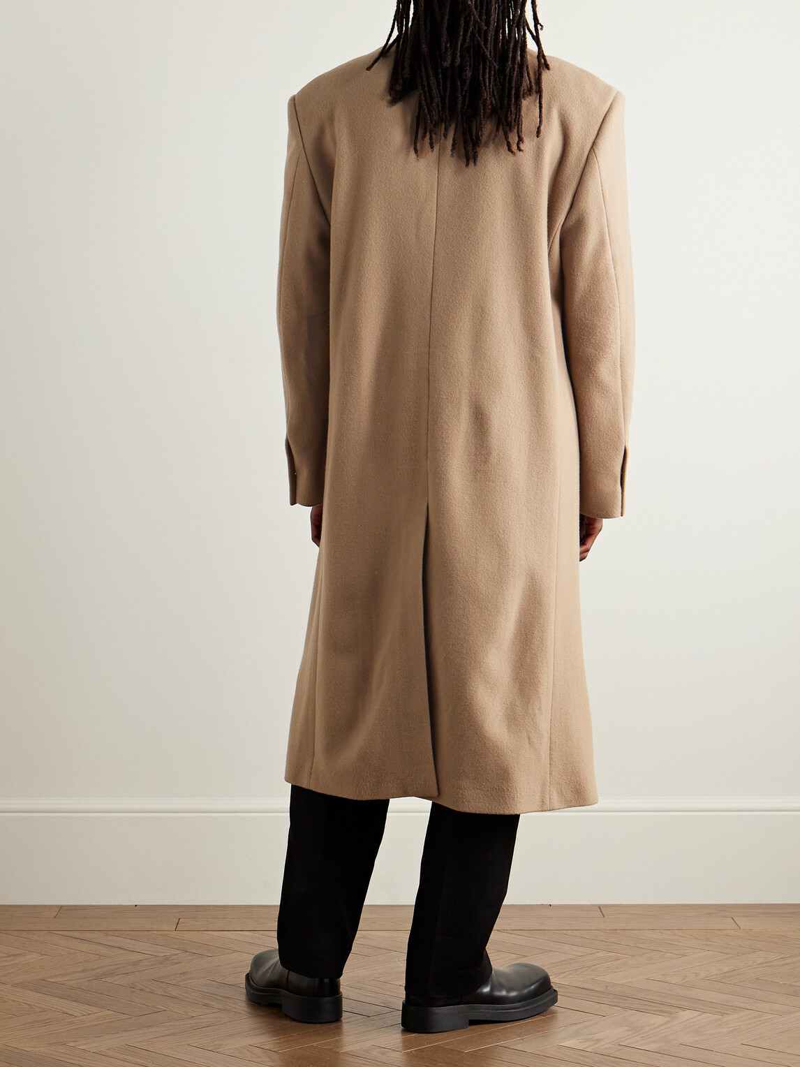 Balenciaga - Oversized Double-Breasted Distressed Wool-Felt Coat - Brown