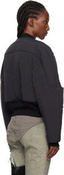 Rick Owens Black Concordians Girdered Cropped Bomber Down Jacket