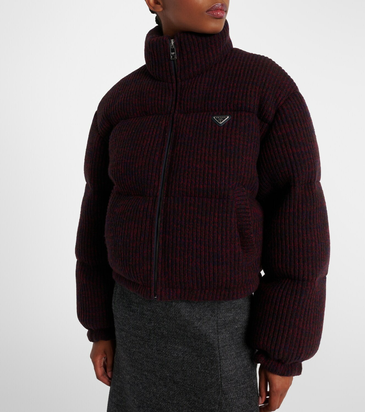 Prada Cropped wool and cashmere down jacket