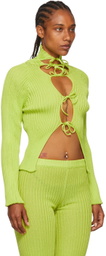 A. ROEGE HOVE Green Nylon & Cotton Cardigan