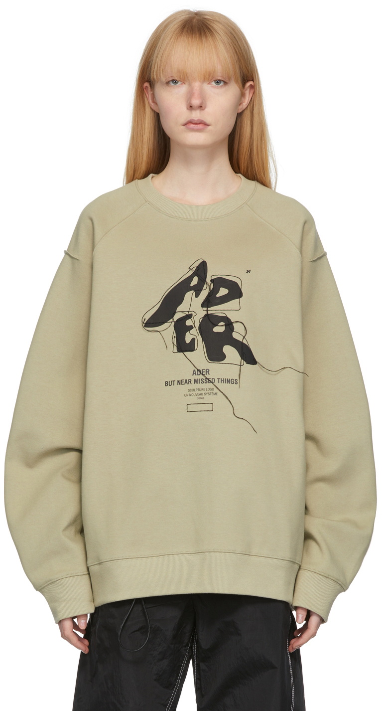 ADER error Khaki Sculpture Logo Sweatshirt ADER error