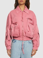 BLUMARINE - Cotton Denim Cargo Bomber Jacket