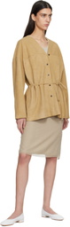 LE17SEPTEMBRE Tan Collarless Suede Jacket