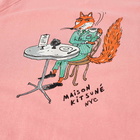 Maison Kitsuné Men's by Olympia Le-Tan Coffee Fox Crew Sweat in Bubble Gum Pink