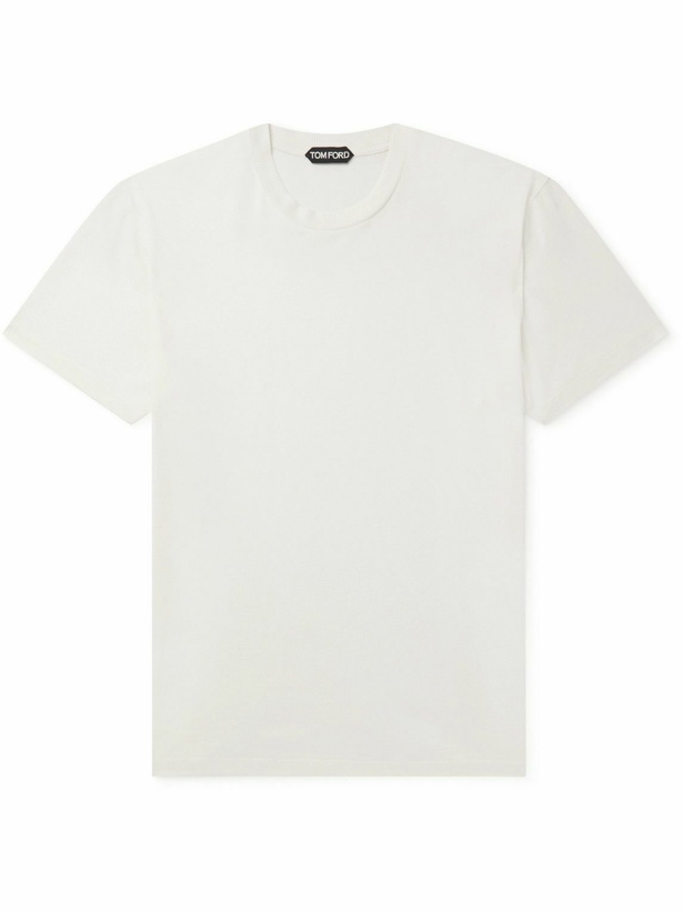 Photo: TOM FORD - Silk and Cotton-Blend Jersey T-Shirt - White