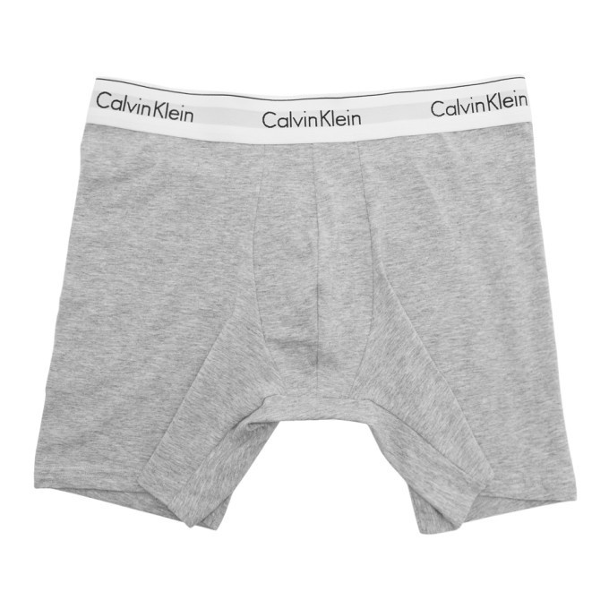Photo: Calvin Klein Underwear Two-Pack Black and Grey Low-Rise Boxer Briefs