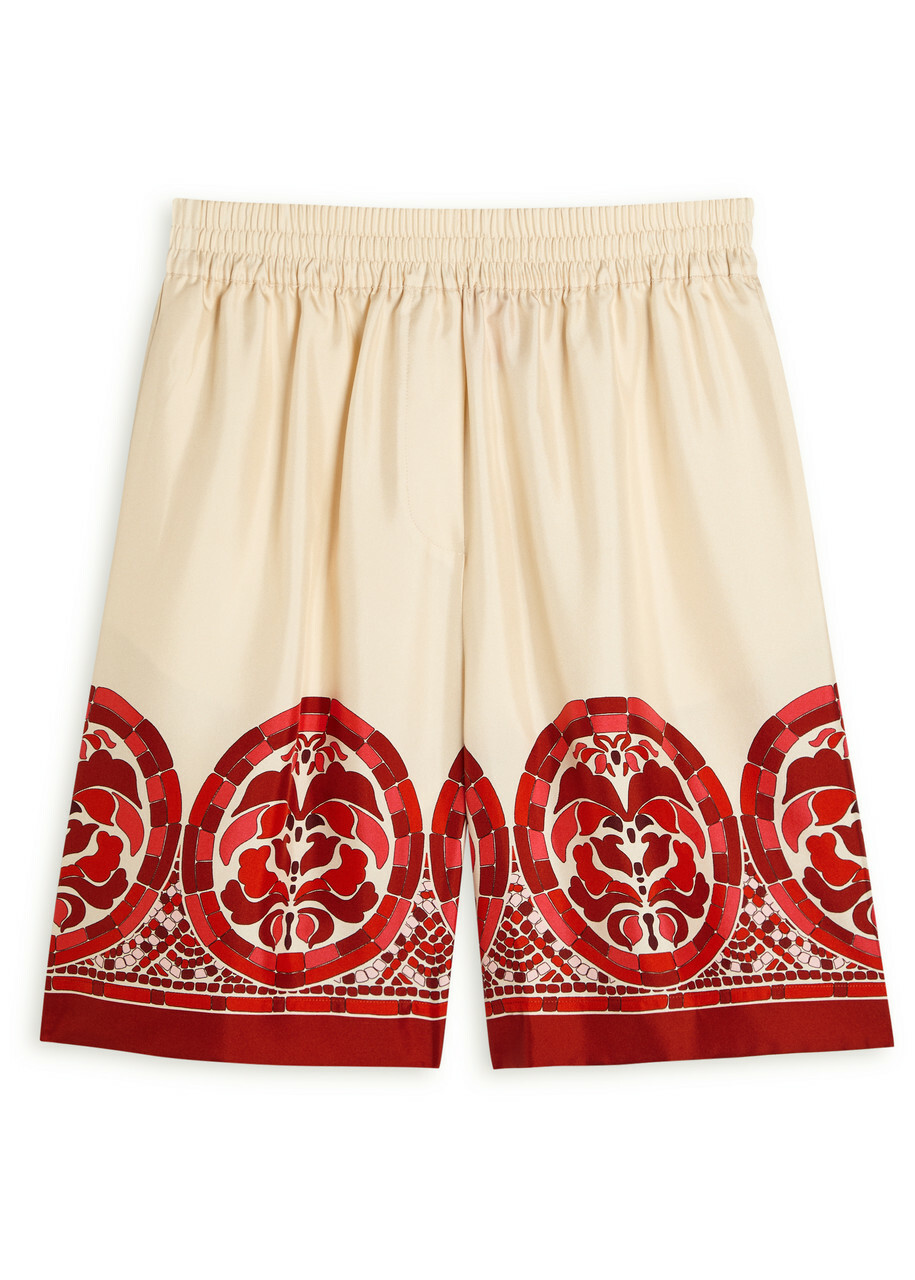 LA Double J Palazzo Printed Silk-twill Shorts Multicoloured