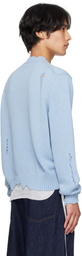 McQueen Blue Distressed Skull Sweater
