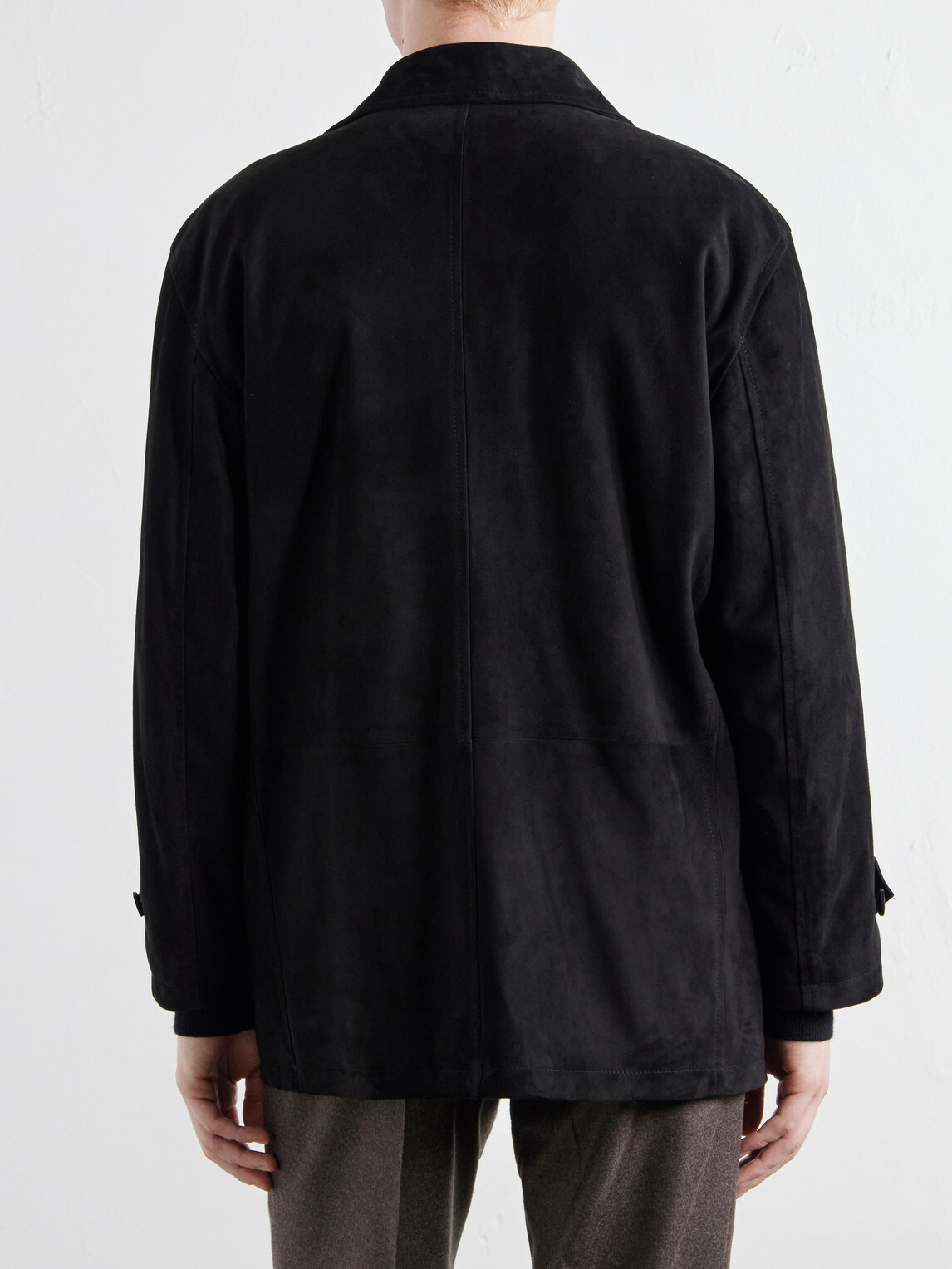 Stòffa - Double-Breasted Suede Jacket - Black
