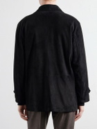 Stòffa - Double-Breasted Suede Jacket - Black