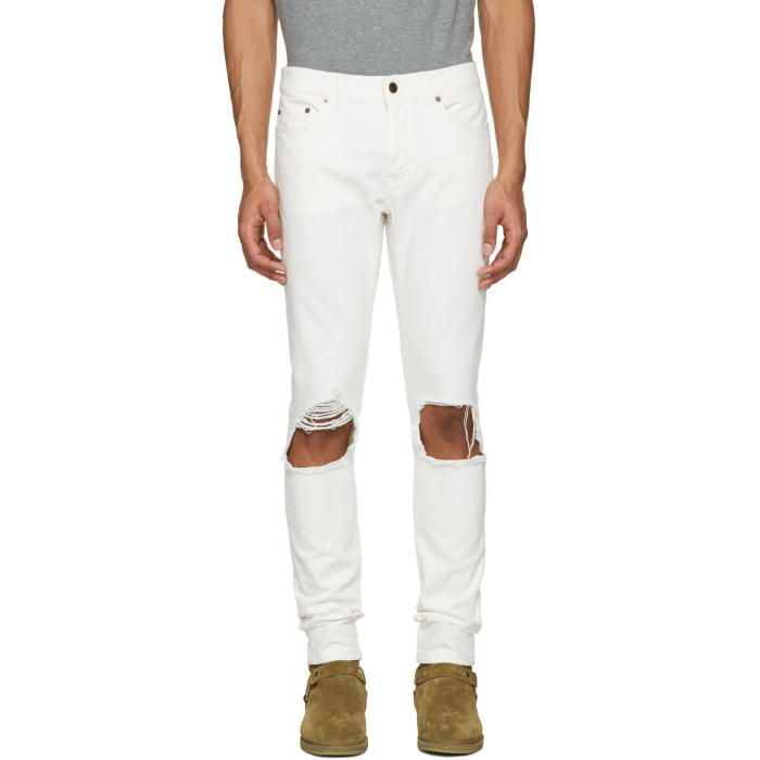 Photo: Saint Laurent White Low Waisted Skinny Jeans