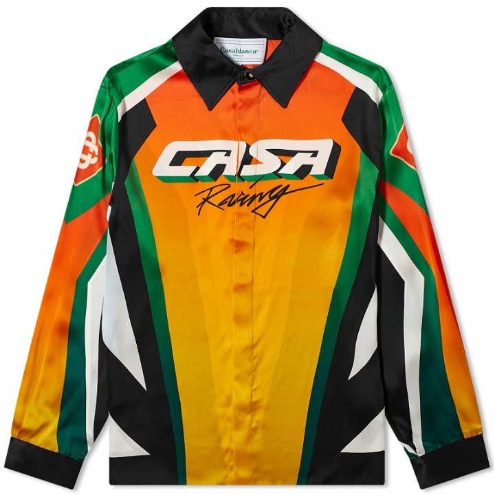 Photo: Casablanca Women's Silk Long Sleeve Shirt in Casa Moto Sport