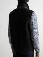 Mr P. - Full-Grain Leather-Trimmed Perforated Shearling Gilet - Black