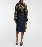 Dries Van Noten Denim midi skirt