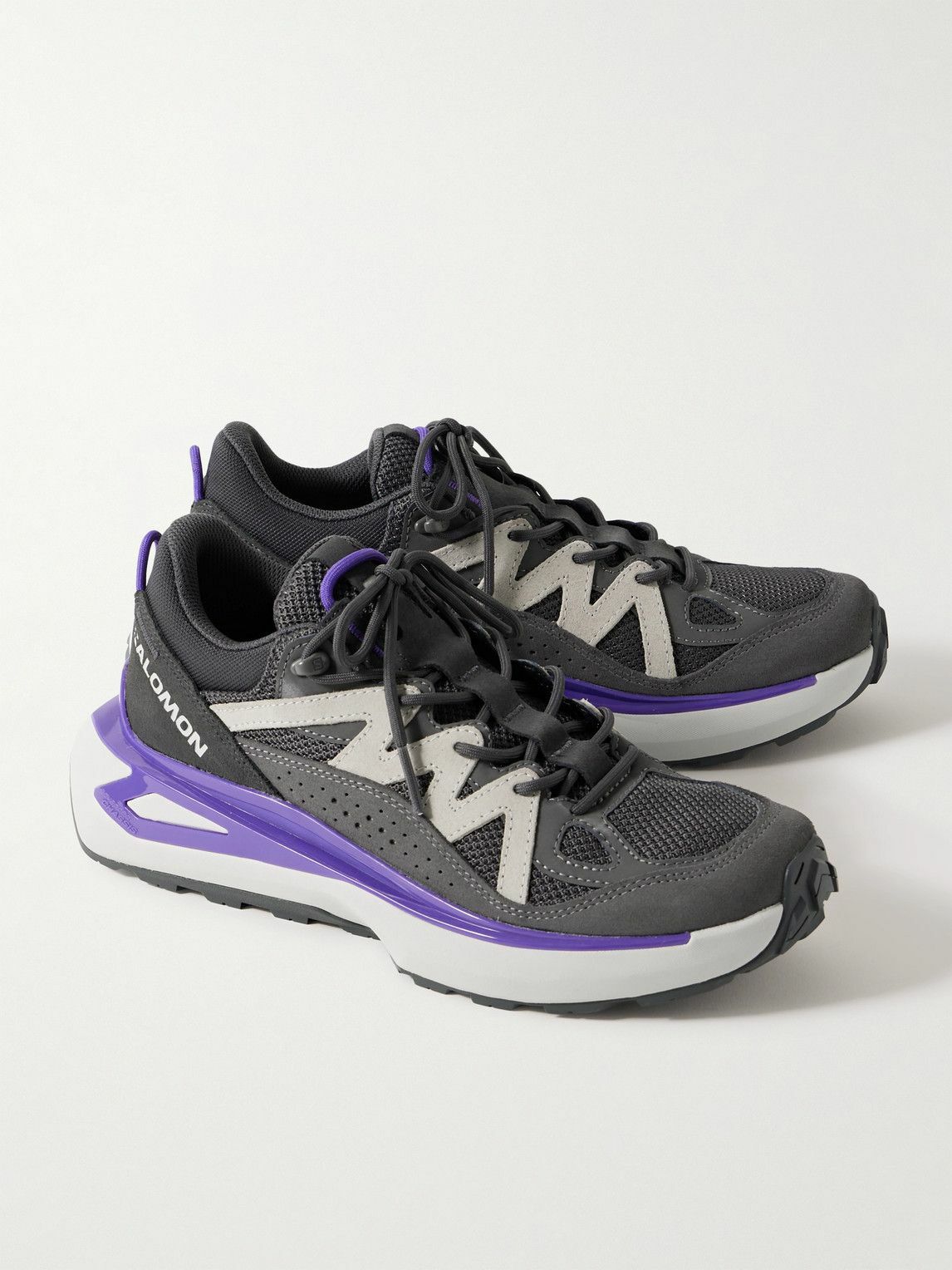 Salomon - Odyssey ELMT Suede-Trimmed Mesh Sneakers - Gray Salomon