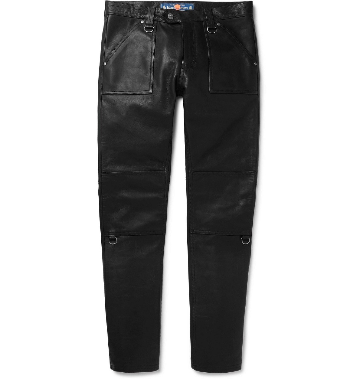 Blackmeans - Slim-Fit Panelled Leather Trousers - Black Blackmeans