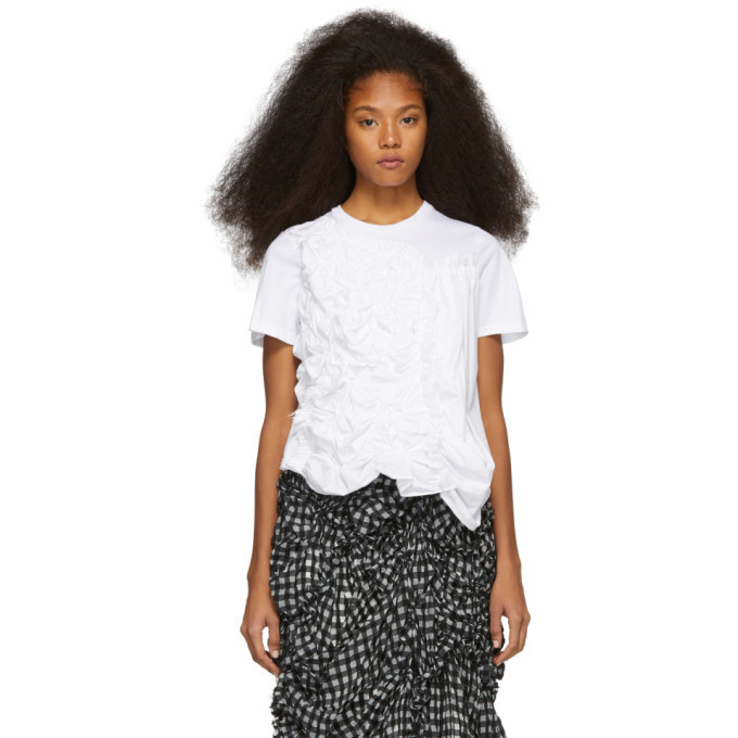 Chika Kisada White Ruffled and Shirred T-Shirt