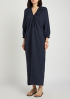 Akyn Cut-out Stretch-cotton Gauze Midi Dress Navy