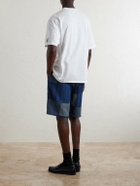 KAPITAL - Tugihagi Straight-Leg Belted Patchwork Cotton Shorts - Blue