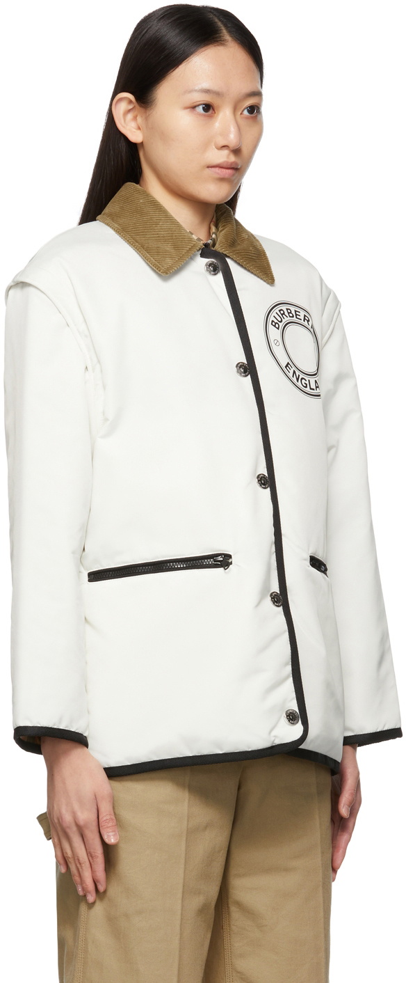 Check Padded Jacket Burberry Reversible White & Beige Check Padded Jacket Burberry