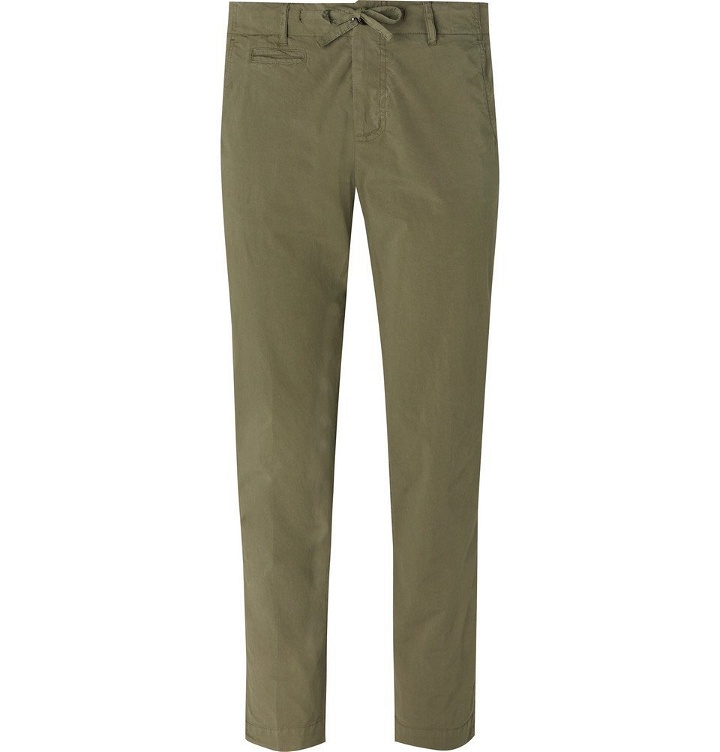 Photo: MAN 1924 - Olive Kennedy Slim-Fit Stretch-Cotton Suit Trousers - Green