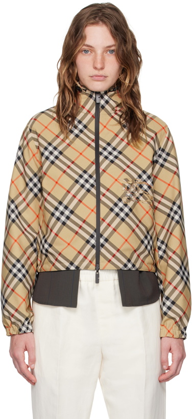Photo: Burberry Beige Cropped Check Reversible Jacket