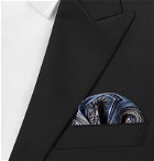 Etro - Printed Linen and Silk-Blend Pocket Square - Blue