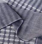 Johnstons of Elgin - Fringed Checked Merino Wool Scarf - Blue