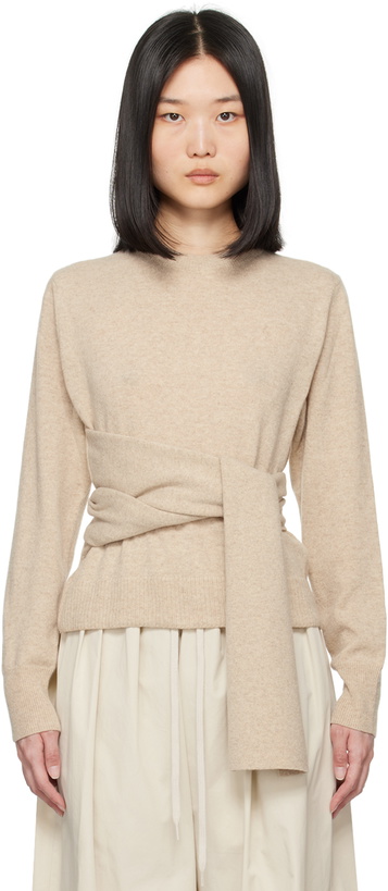 Photo: MM6 Maison Margiela Beige Belted Sweater