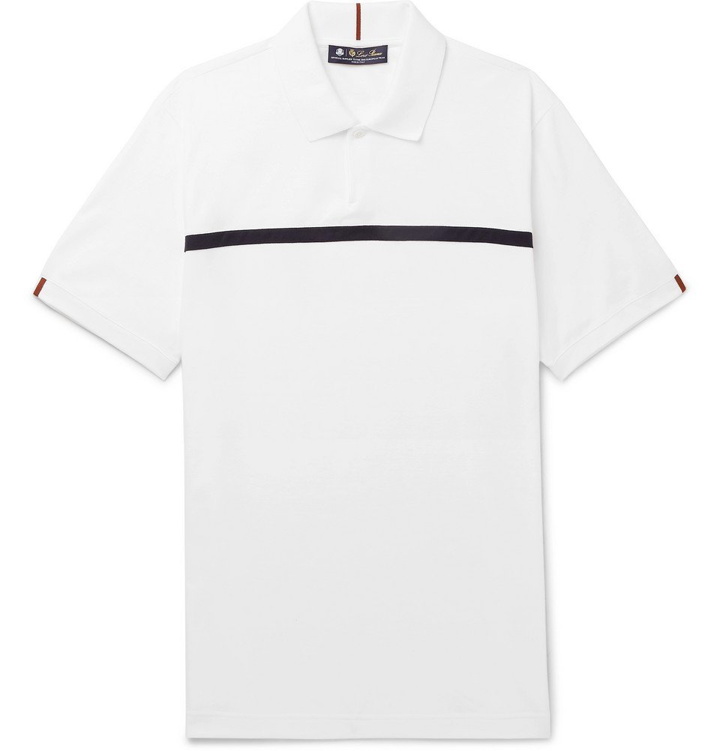 Photo: Loro Piana - 28Matches Striped Jersey Golf Polo Shirt - White