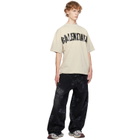 Balenciaga Beige Tape Logo Medium Fit T-shirt