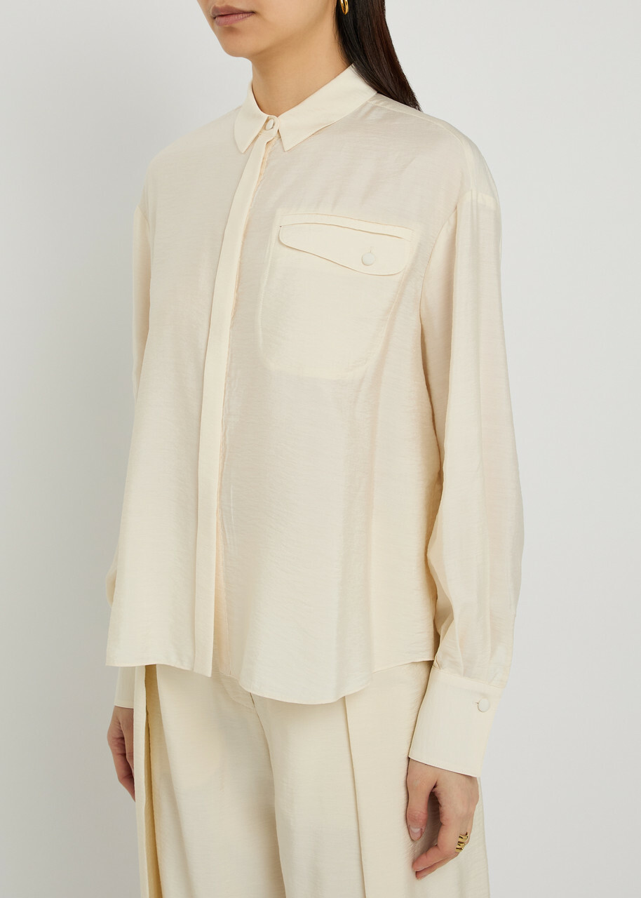 Emporio Armani Crinkled Woven Shirt Cream