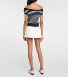 Ami Paris Striped off-shoulder wool top