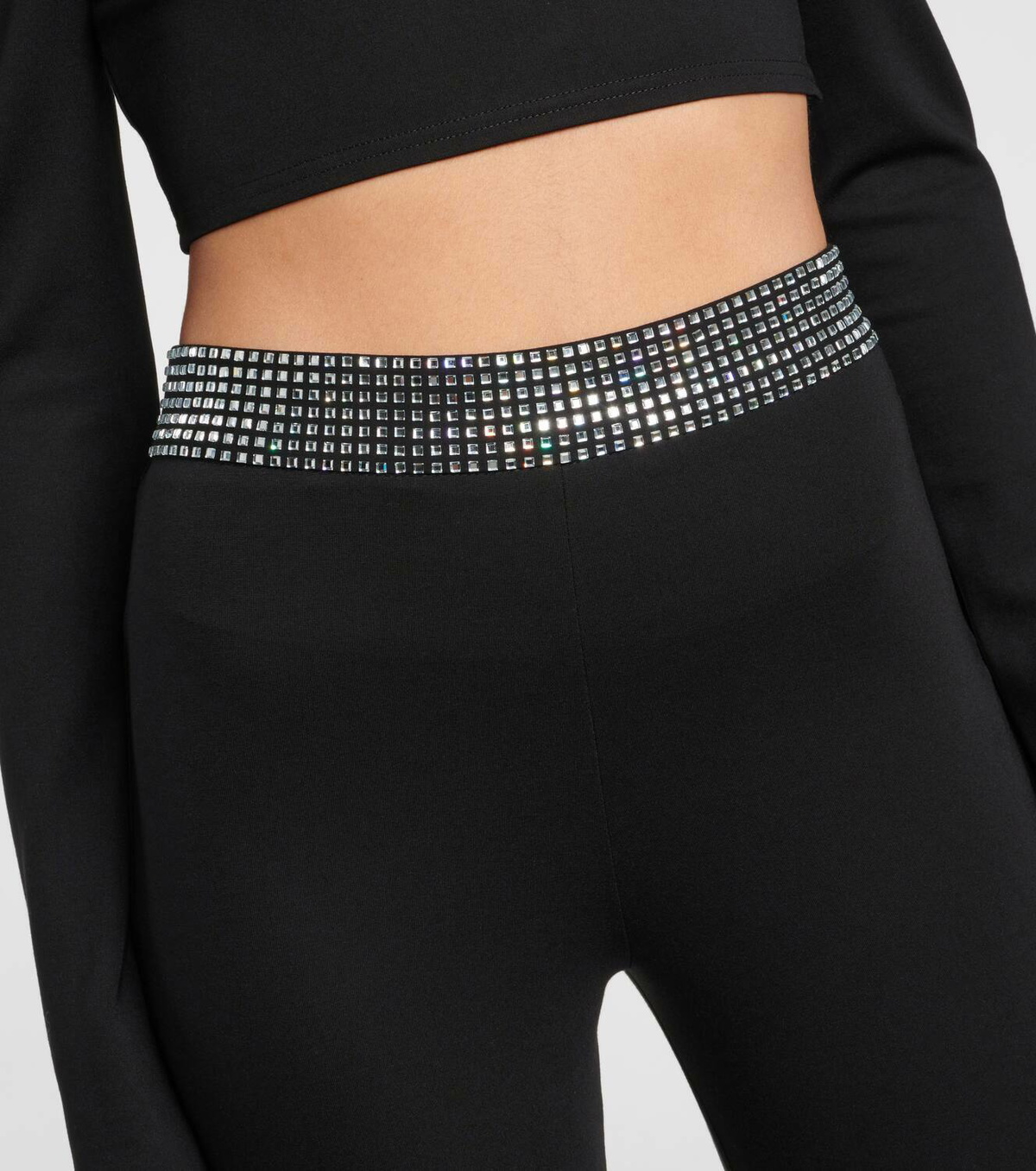 David Koma Crystal-embellished jersey flared pants