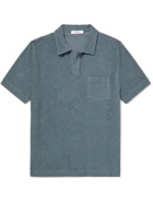 Mr P. - Organic Cotton-Terry Polo Shirt - Blue