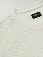 Fendi - Monogrammed Cotton-Blend Chenille Sweatshirt - White