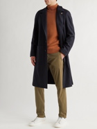LARDINI - Herringbone Wool Overcoat - Blue