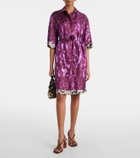 Dries Van Noten Belted printed silk shirt dress